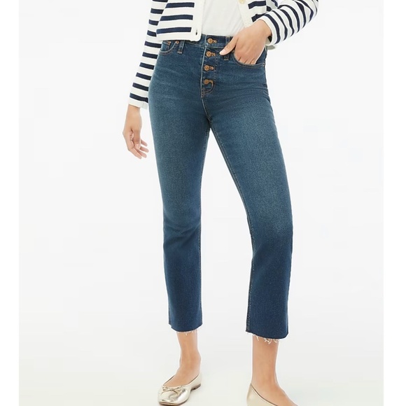 J.Crew Factory High-rise Flare Crop Jean Button fly in all-day Stretch Size 29 - Picture 1 of 12